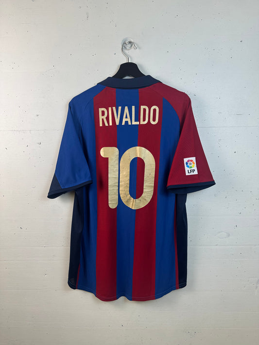 FC BARCELONA 2001/02 RIVALDO HOME KIT (L)